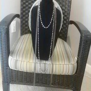 Gray‎ Monotone multi tier Bead & Chain Statement necklace